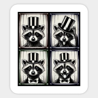 Adorable Dapper Racoon in Top Hat Funny Photobooth design Sticker